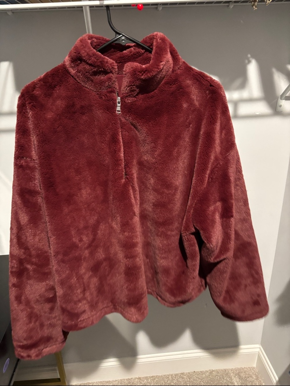 Cozy Plush Half-Zip Pullover - Deep Burgundy
